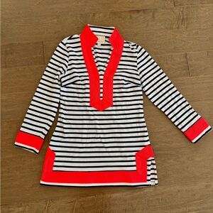 Sail to Sable Nautical Striped Tunic with Neon Accents